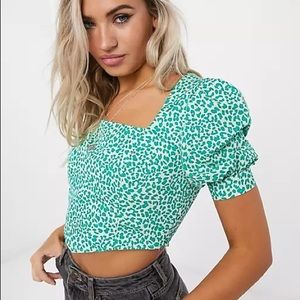 Topshop Leopard Print Corset Blouse